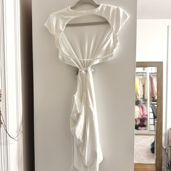 NWT ZARA RHINESTONE BOW CUT OUT HOLIDAY NYE OPEN BACK MINI DRESS - Picture 7 of 13